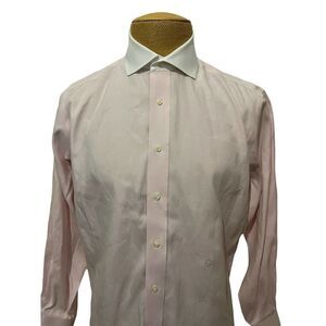 INDIVIDUALIZED SHIRTS Dress Shirt Pink White Contrast Collar Spread Size 16